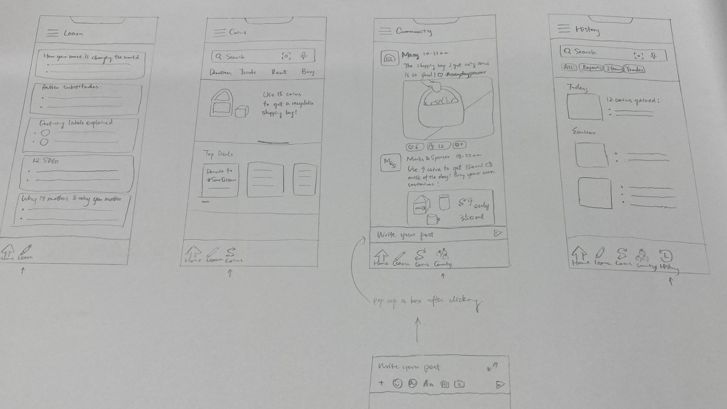 Early concept — paper prototypes.