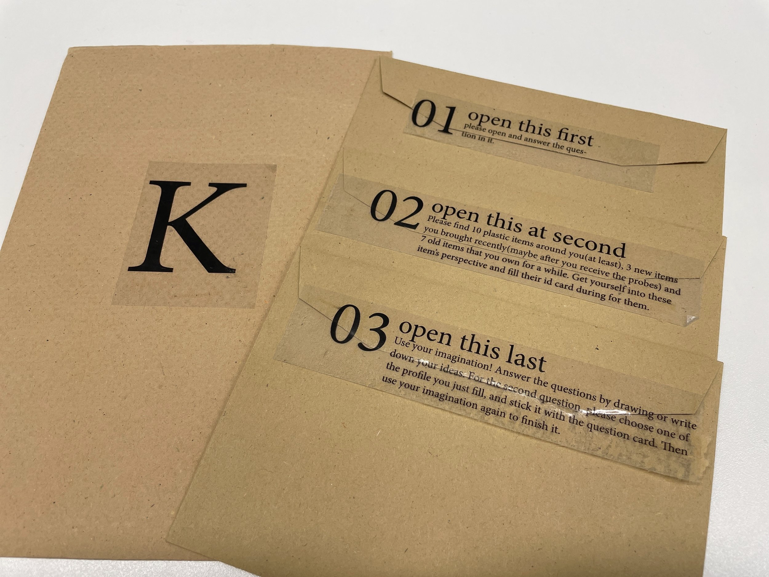 The cultural probe envelope we sent out — with instructions